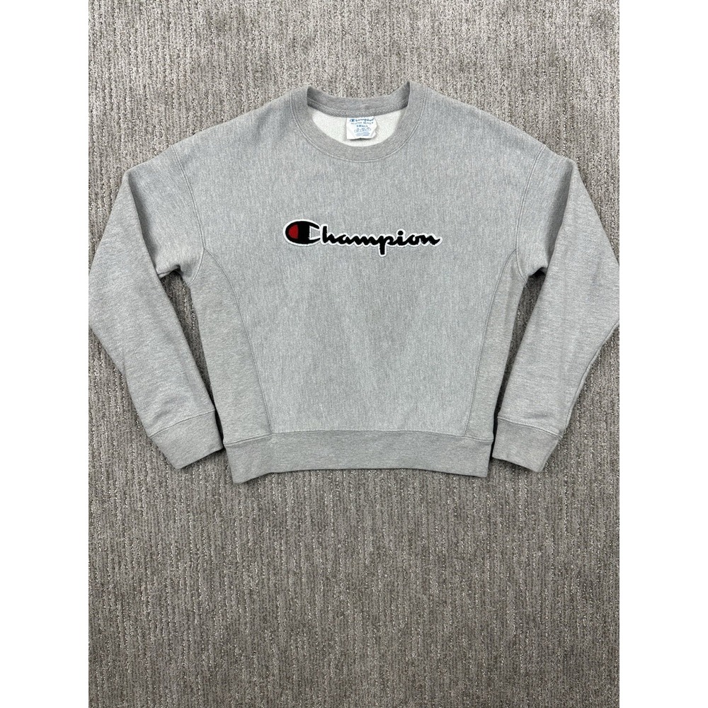 Champion Reverse Weave Gray Crewneck Pullover Sweatshirt Embroidered Mens Small
